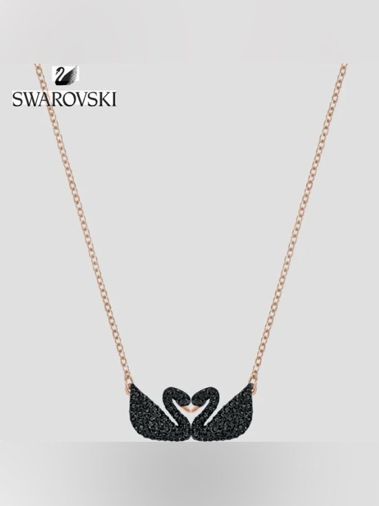 Schwarzkopf Jewelry - Swarovski Rose Gold Tone Plated Iconic Double Swan Necklace 5296468